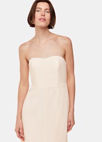 Neutral Bandeau Linen Blend Dress