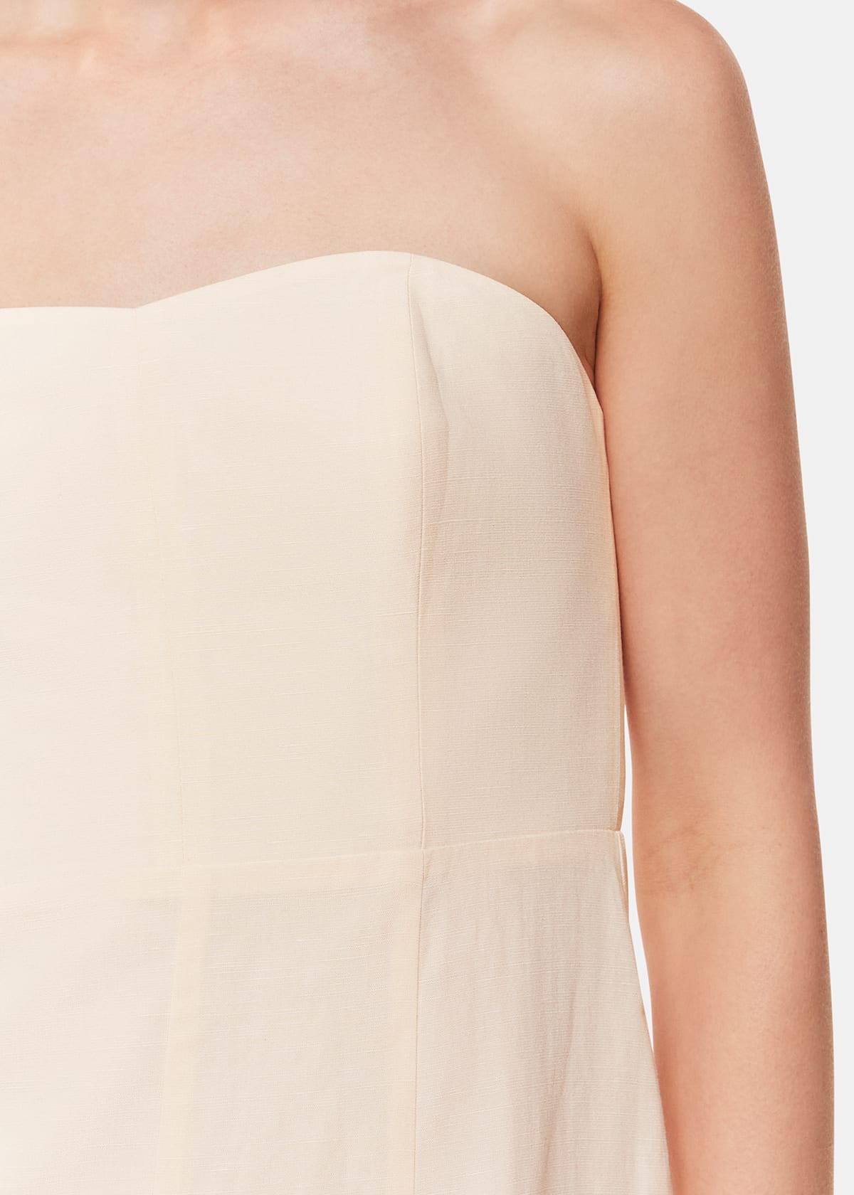Neutral Bandeau Linen Blend Dress