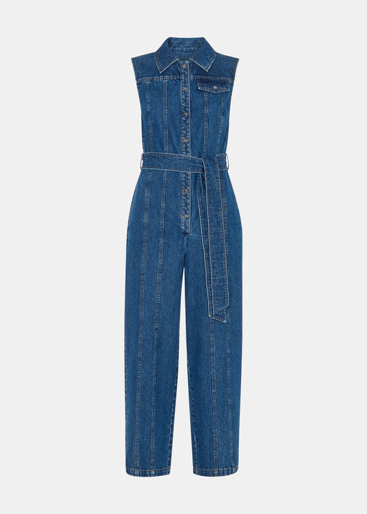 Dark Denim Barrel Leg Jumpsuit