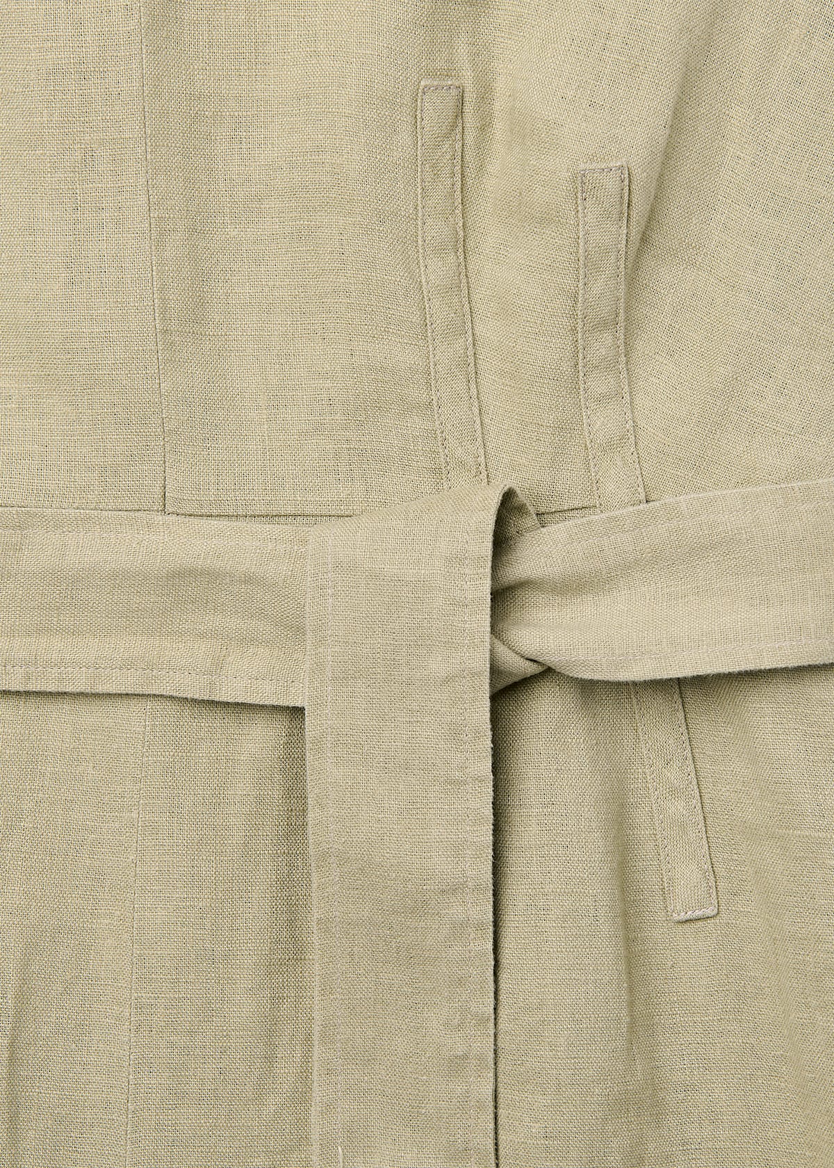 Neutral Belted Seamed Linen Jumpsuit