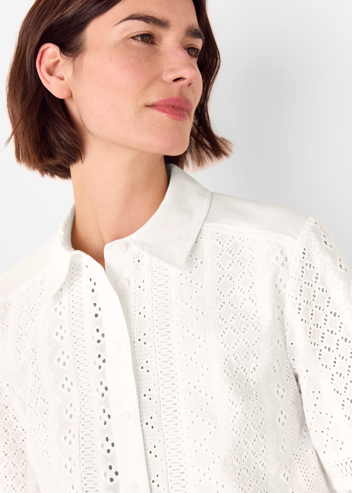 White Broderie Cotton Shirt