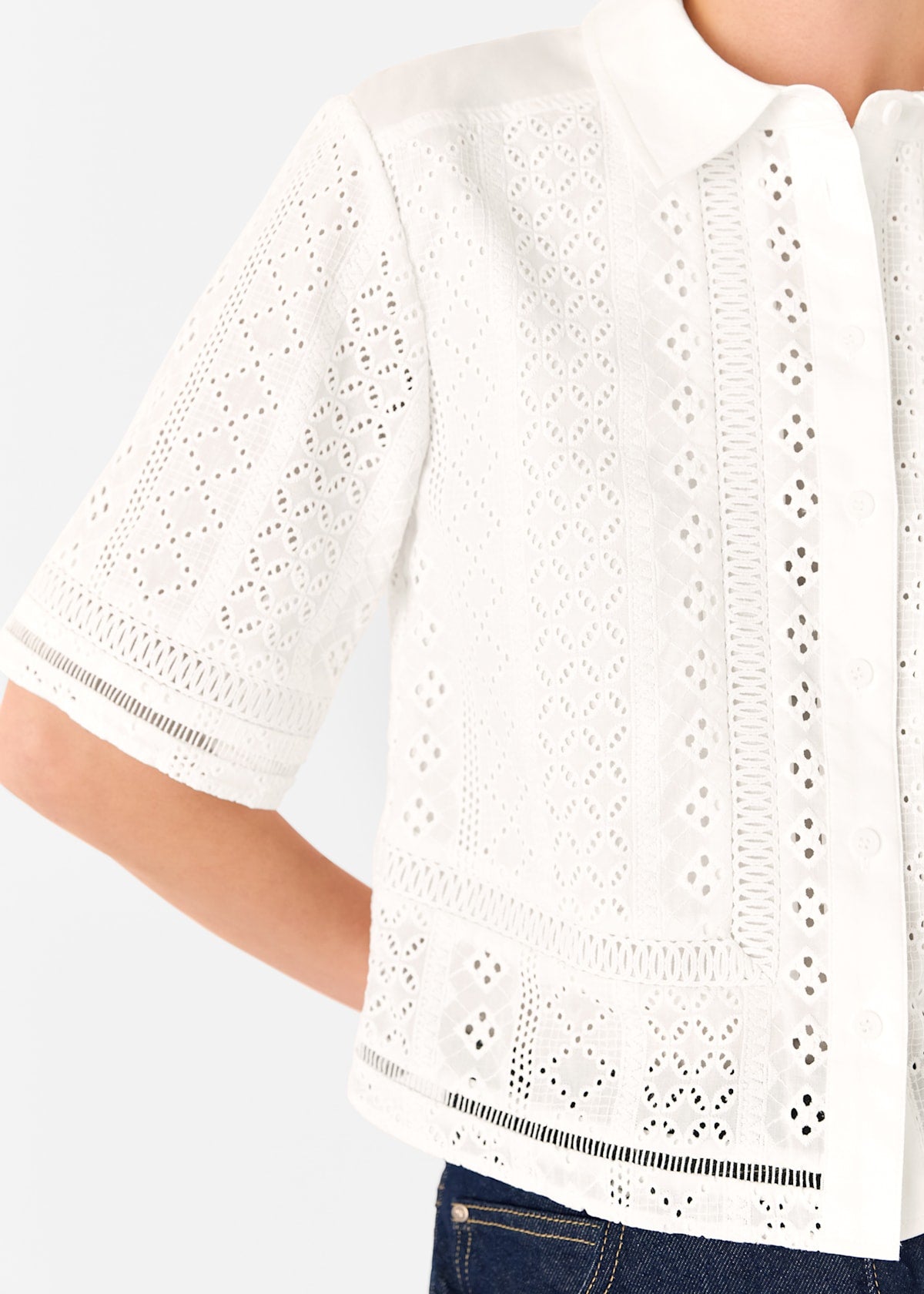 White Broderie Cotton Shirt