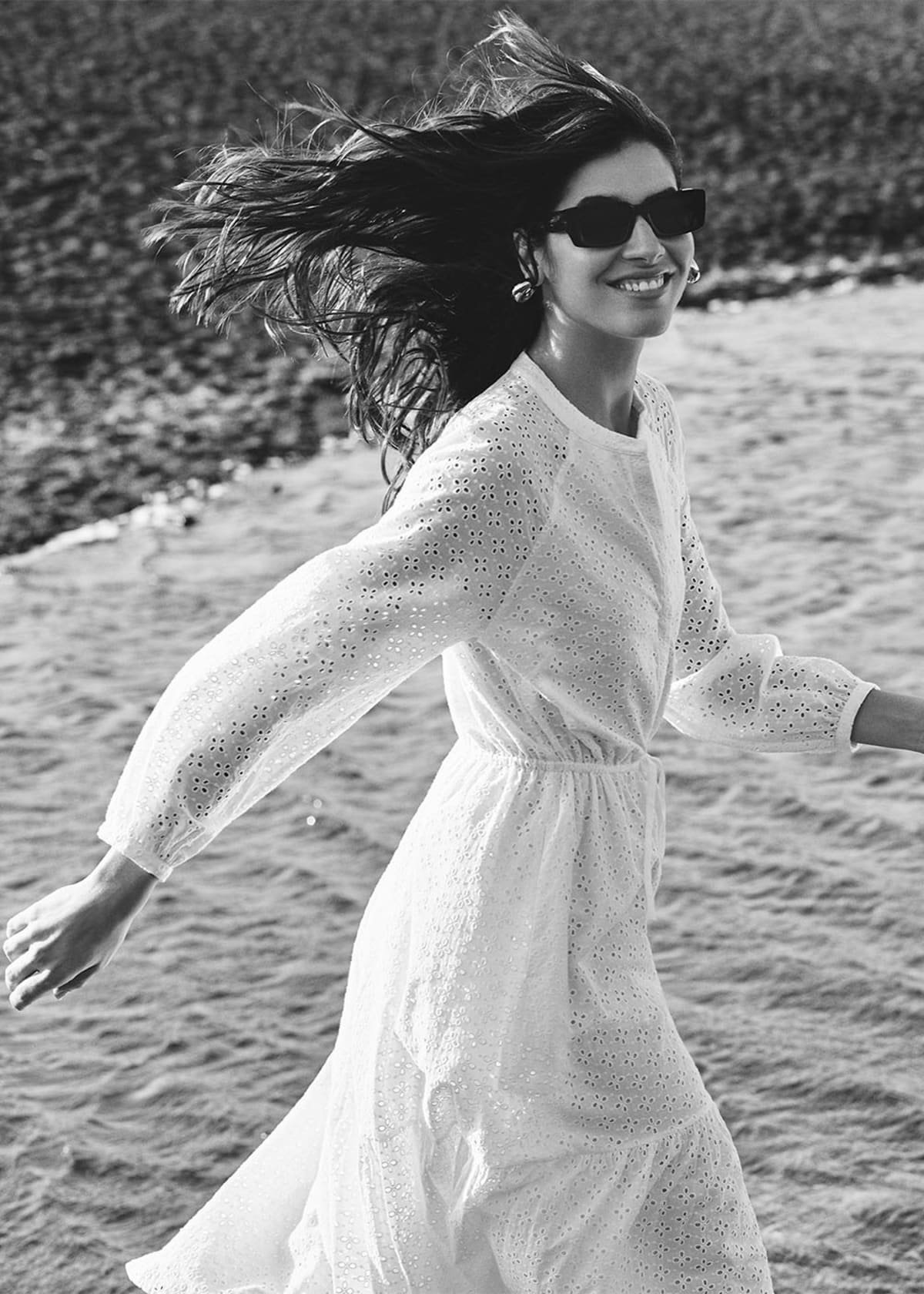 White Broderie Midi Dress
