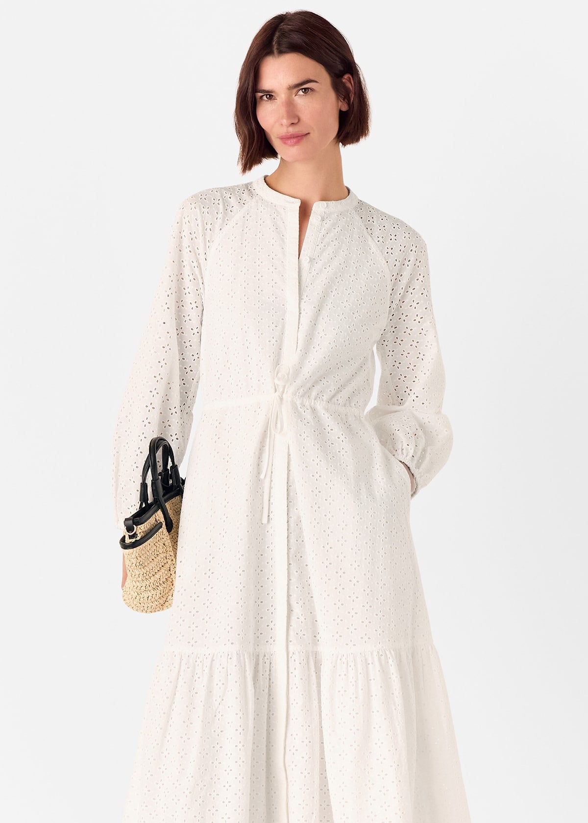 White Broderie Midi Dress