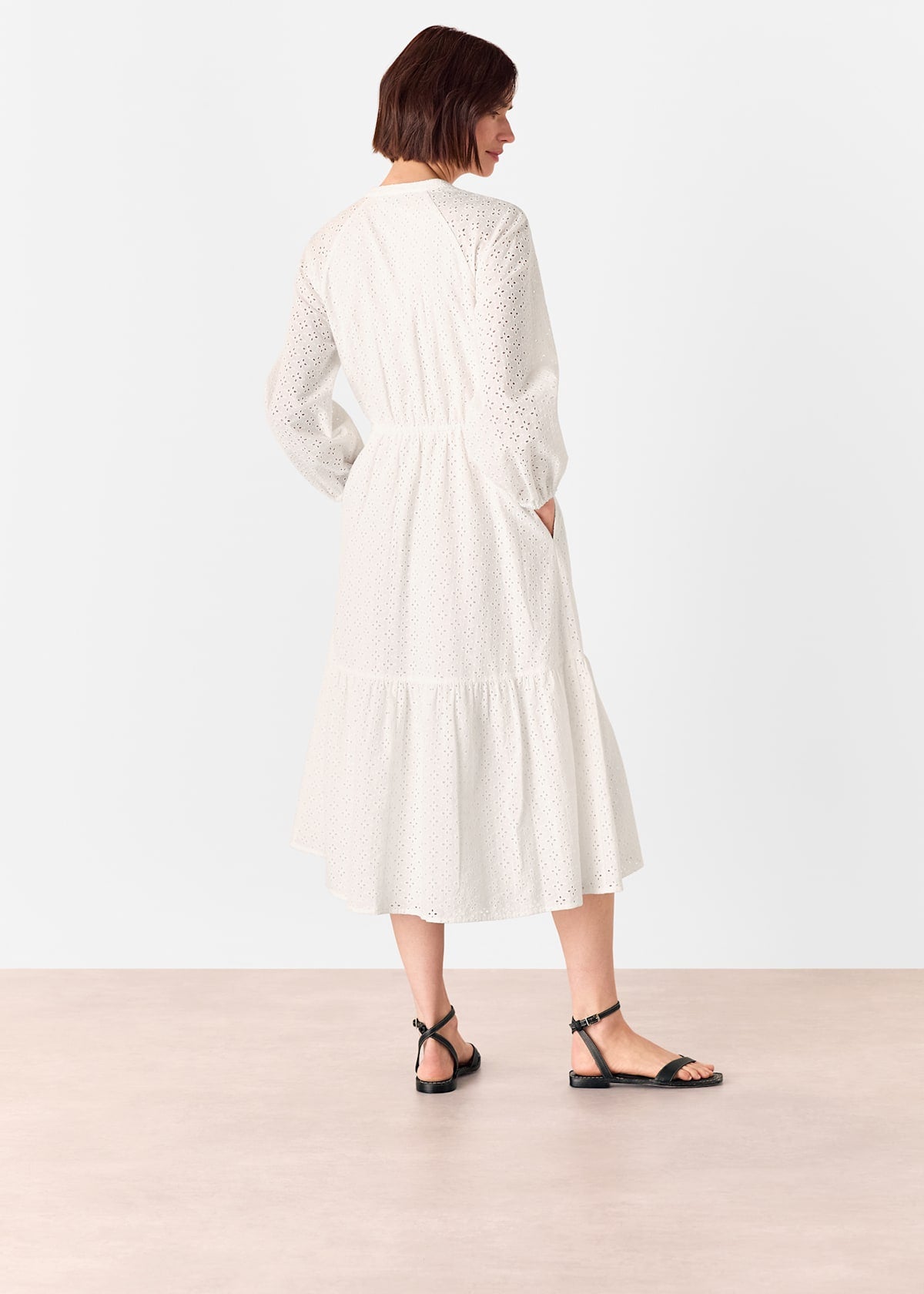 White Broderie Midi Dress