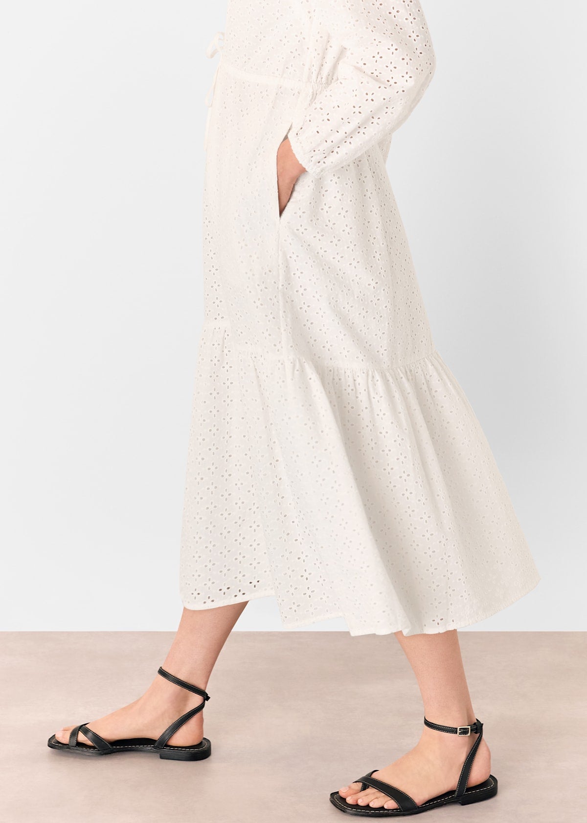 White Broderie Midi Dress