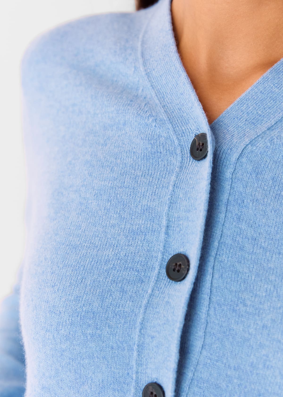Blue Button Front V Neck Cardigan