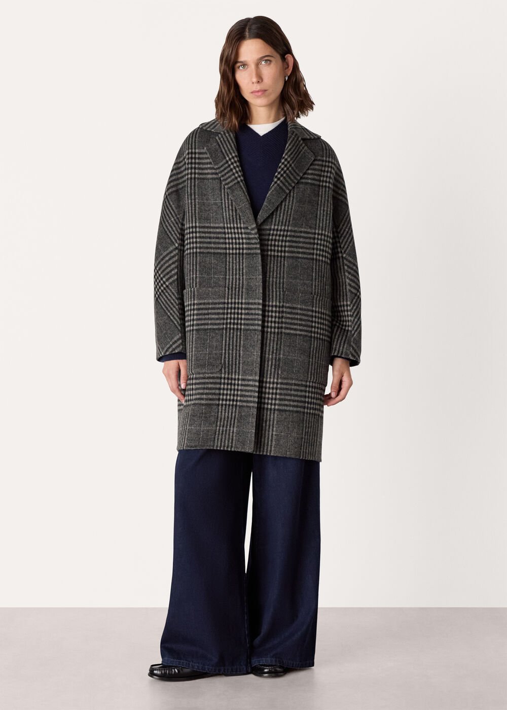 Grey/Multi Cassie Double Face Coat