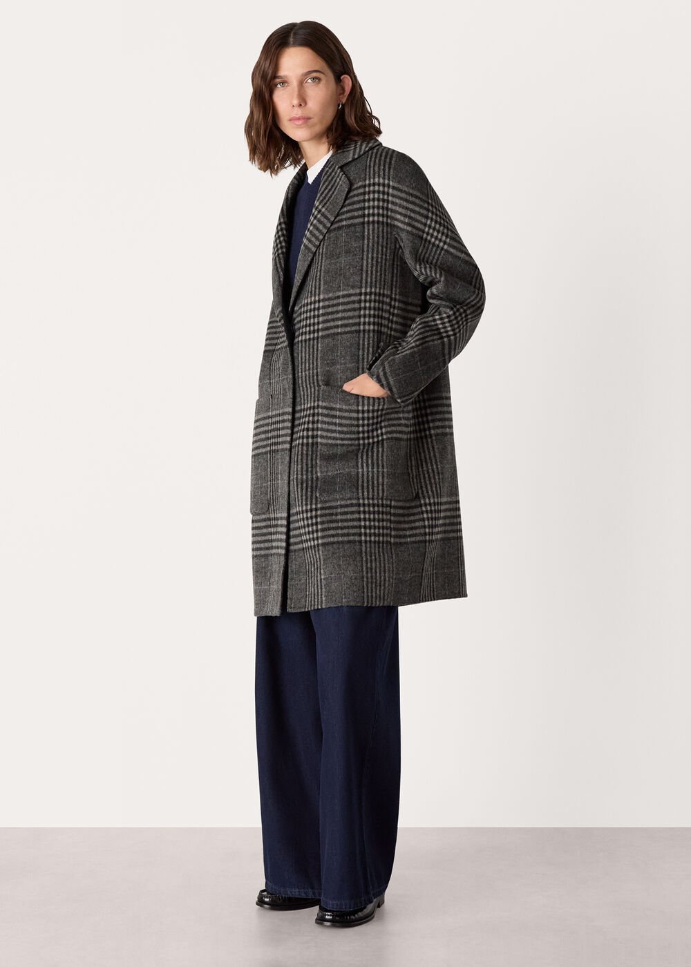Grey/Multi Cassie Double Face Coat