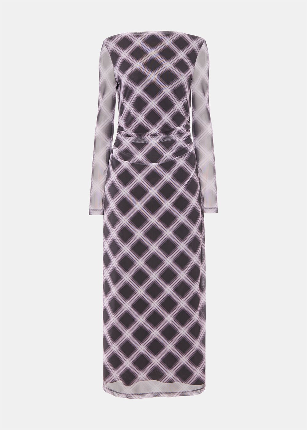 Burgundy/Multi Check Mesh Dress