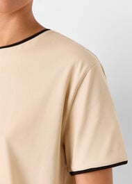 Camel Contrast Piping Detail Tee
