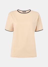 Camel Contrast Piping Detail Tee