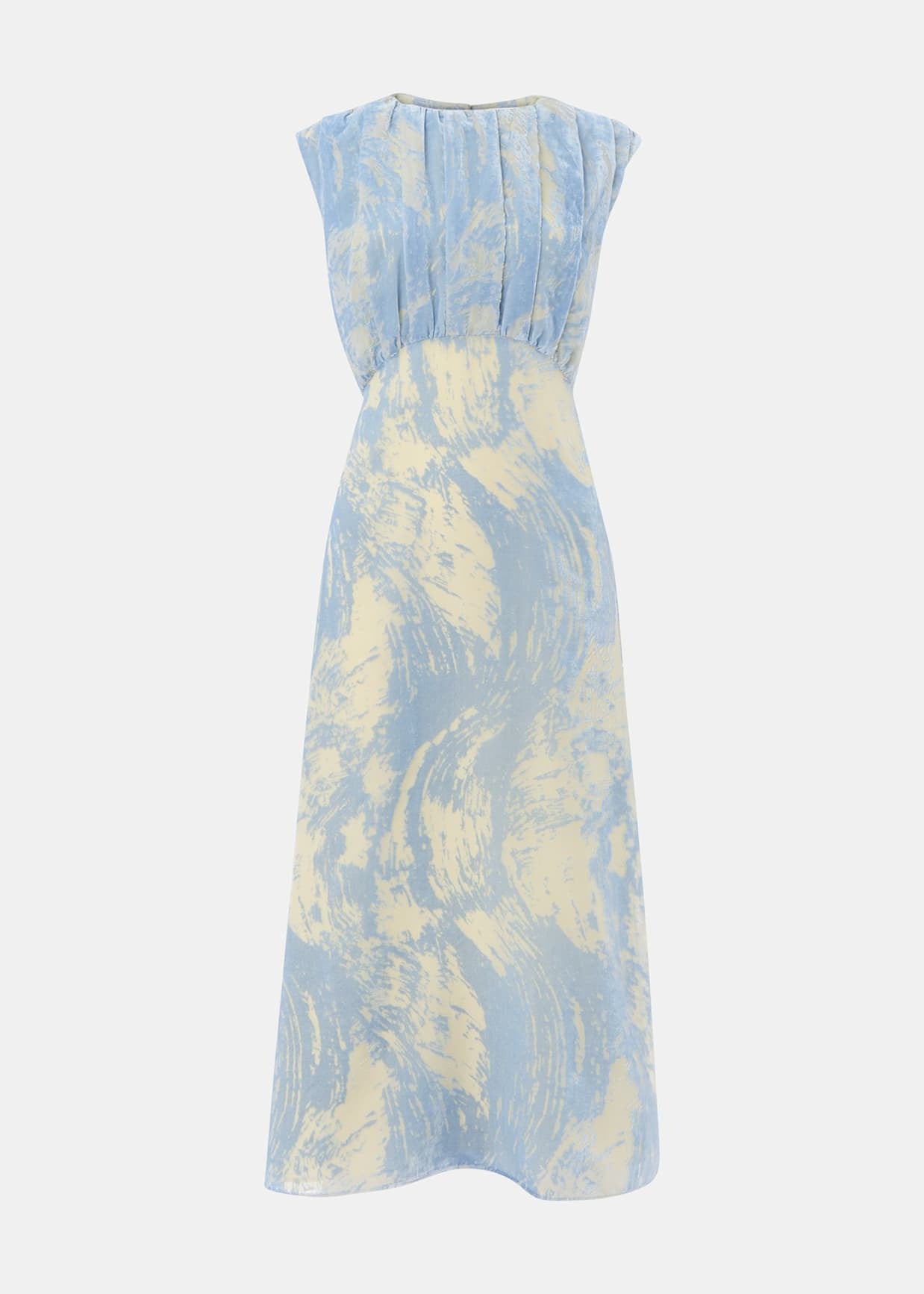Blue/Multi Devore Swirl Velvet Midi Dress
