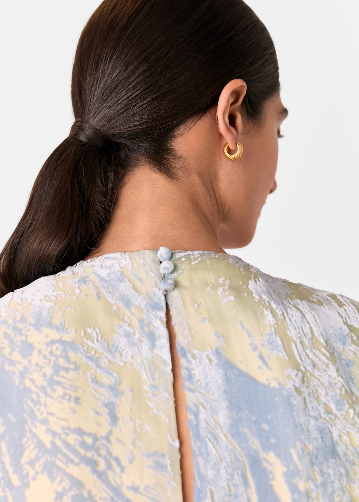 Blue/Multi Devore Swirl Velvet Midi Dress