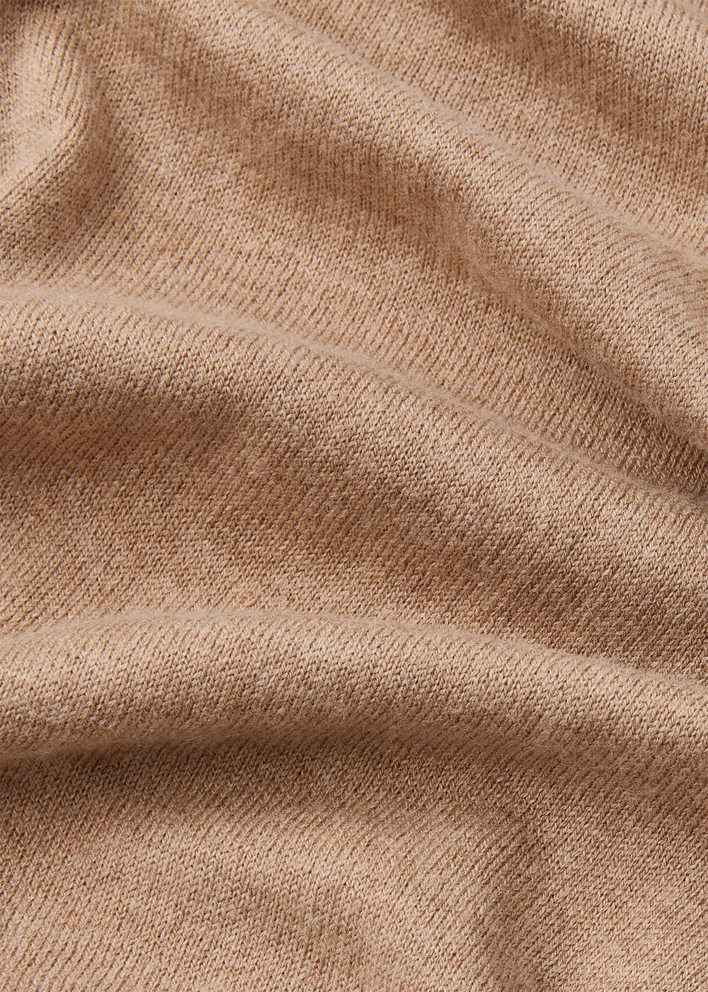 Camel Fine Wool Mix Funnel Neck Knit