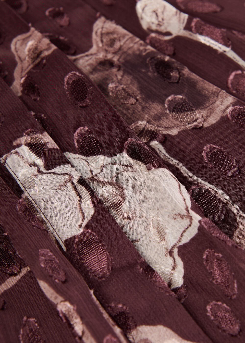 Burgundy Floral Dobby Midi Dress