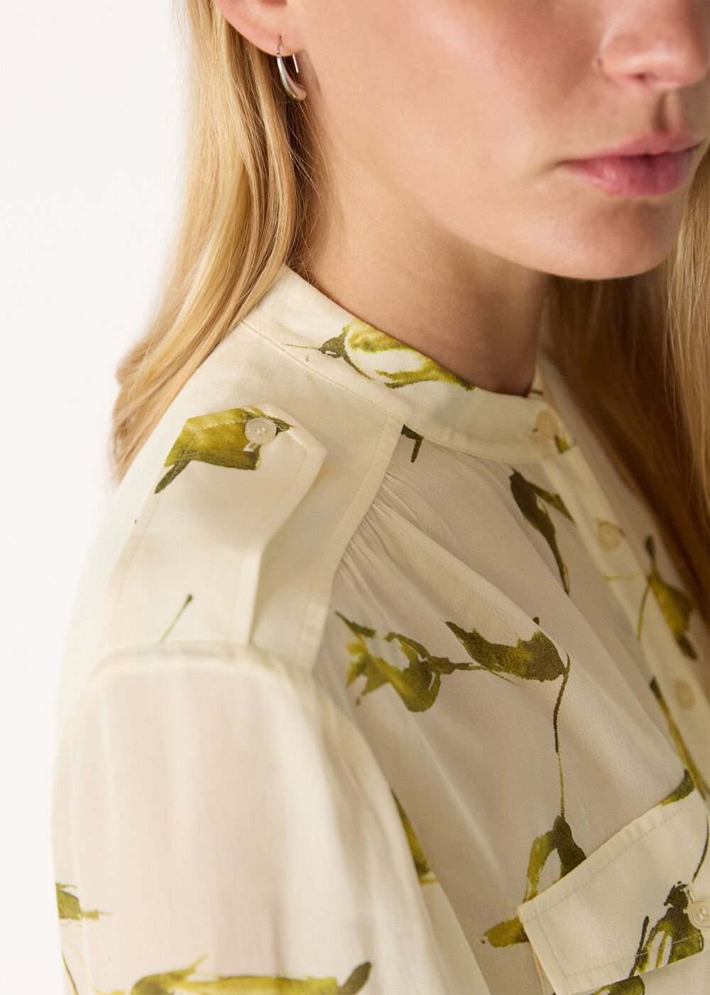 White Floral Utility Blouse