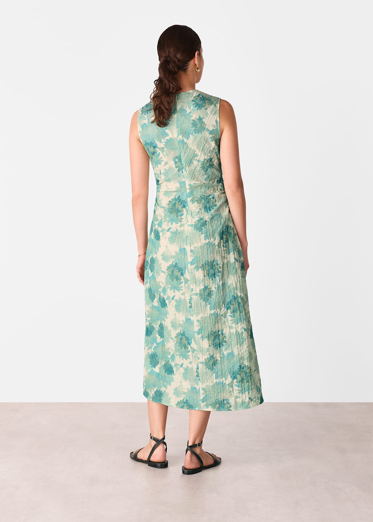 Blue/Multi Floral Textured Midi Dress