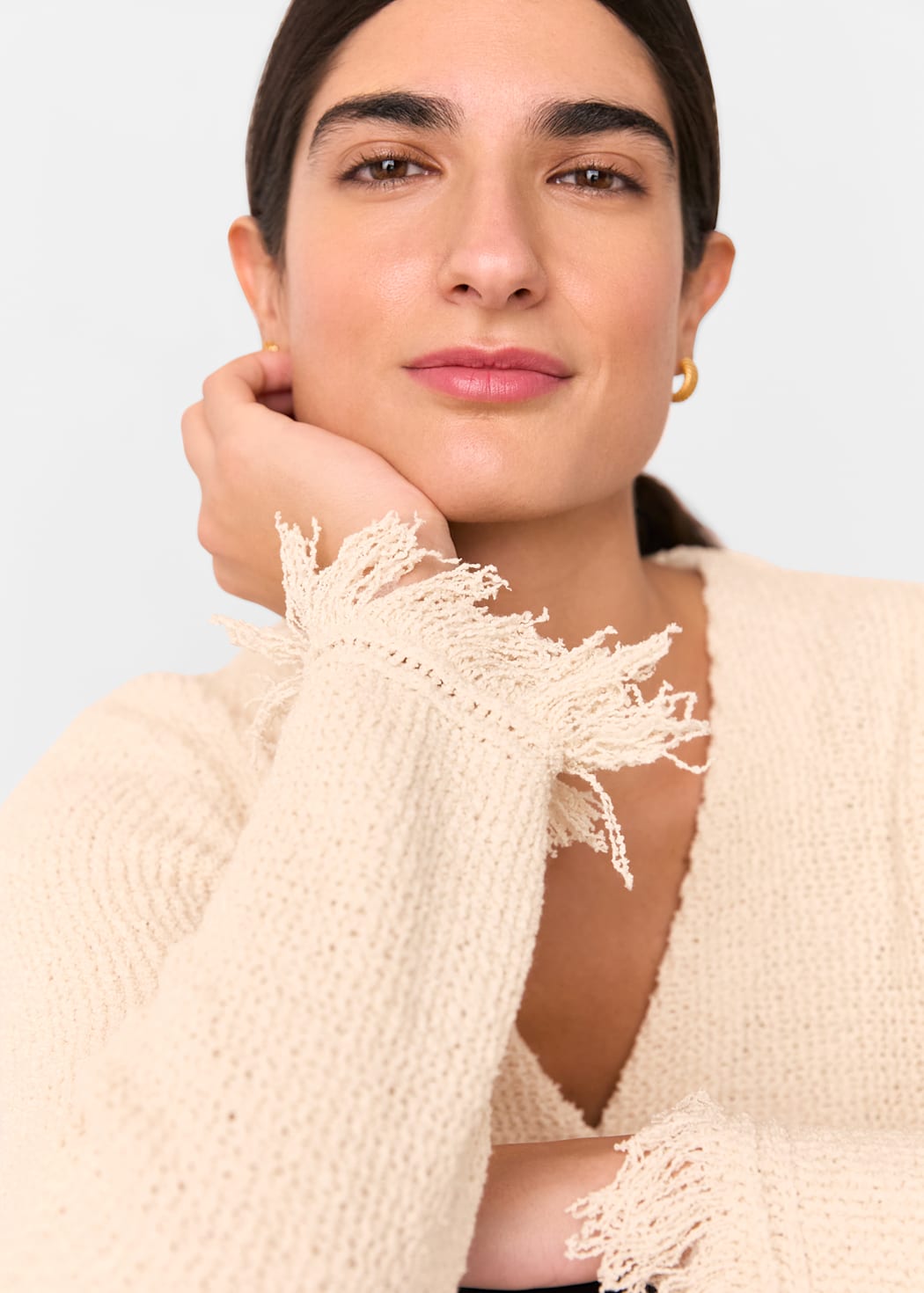 Ivory Fringe Detail Cardigan