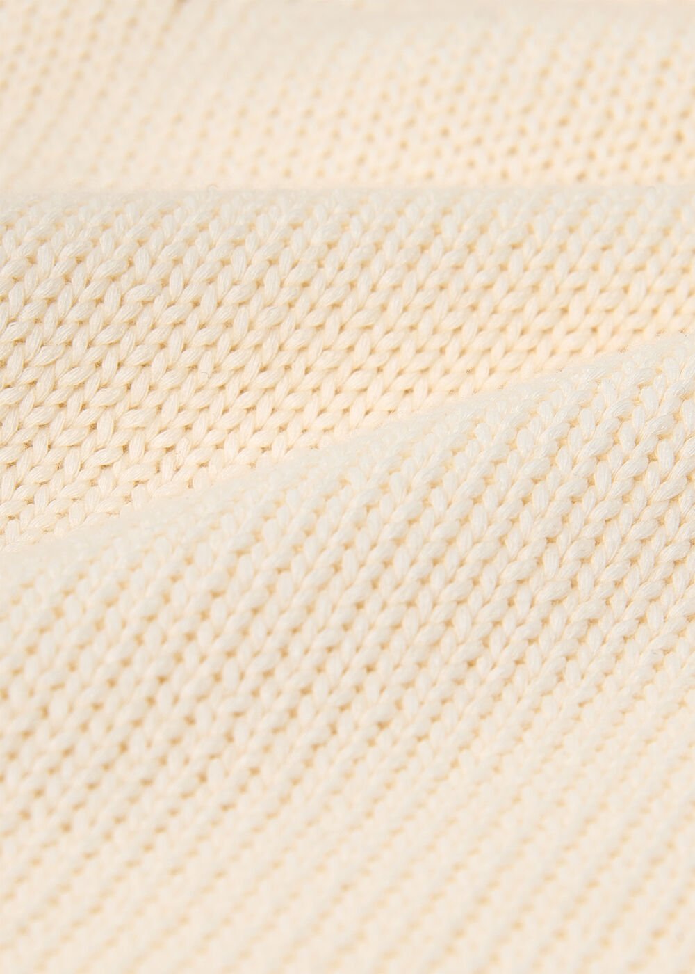 Ivory Fringe Rib Detail Cotton Knit