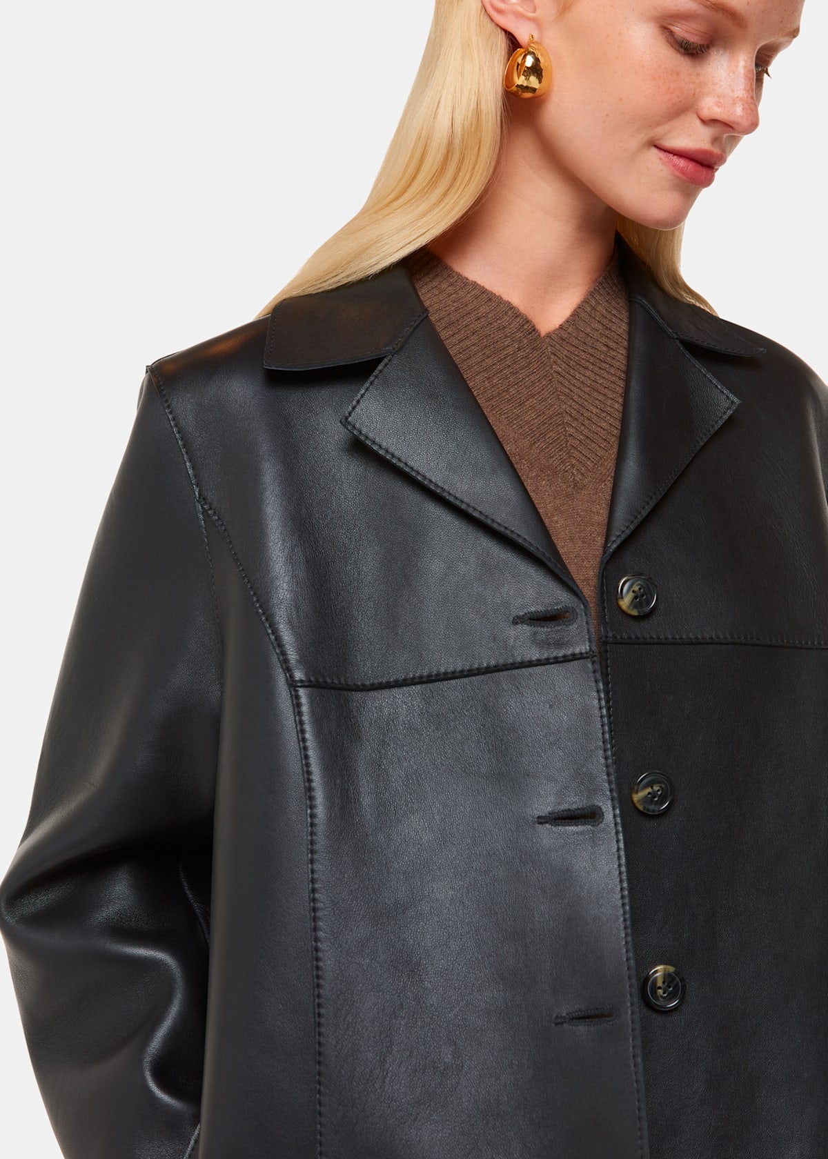Black Gemma Bonded Leather Coat
