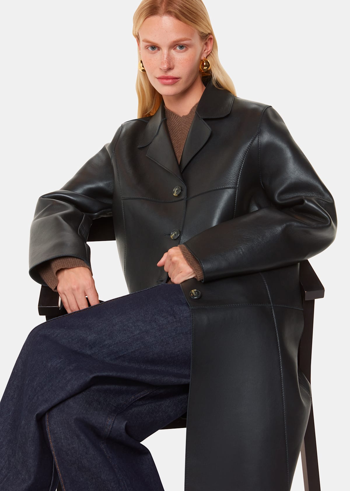 Black Gemma Bonded Leather Coat