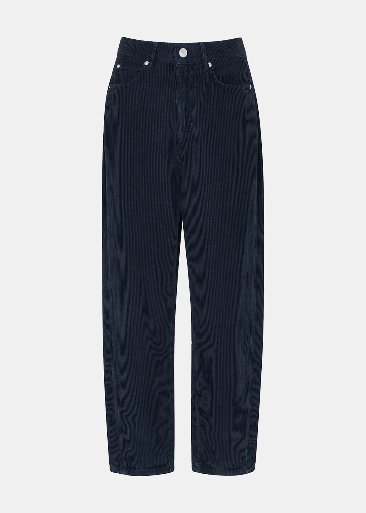 Navy High Waist Cord Barrel Jeans