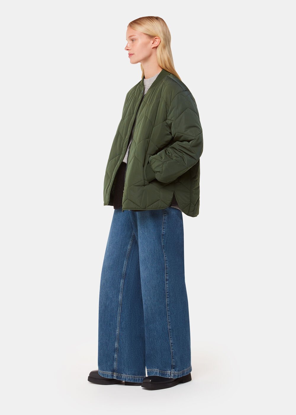 Khaki Ida Short Quilted Coat