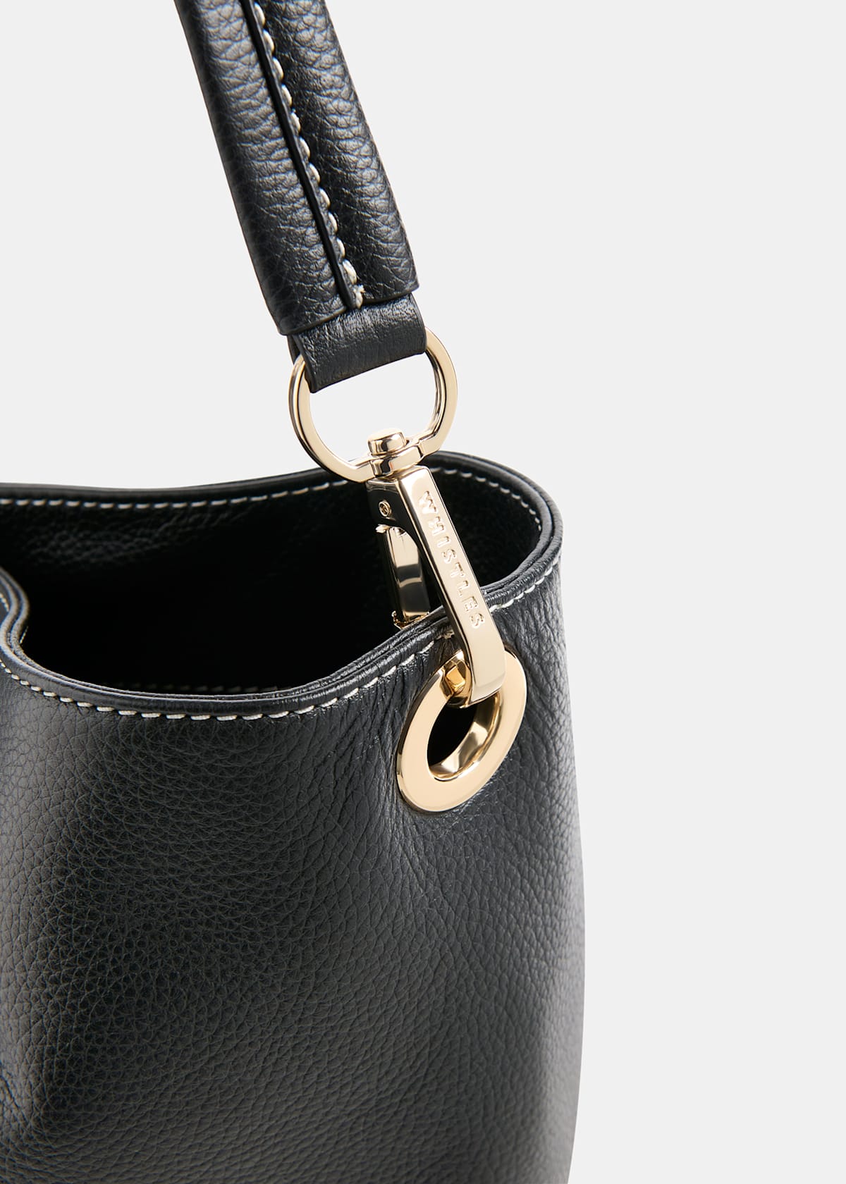 Black Kamil Contrast Stitch Tote Bag