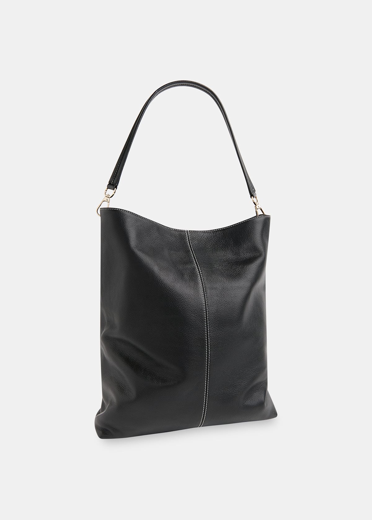 Black Kamil Contrast Stitch Tote Bag