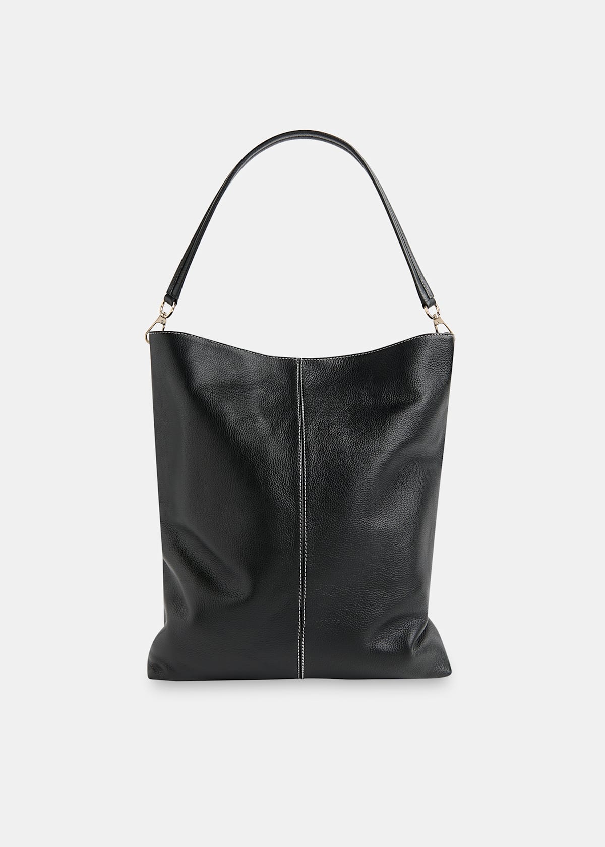 Black Kamil Contrast Stitch Tote Bag