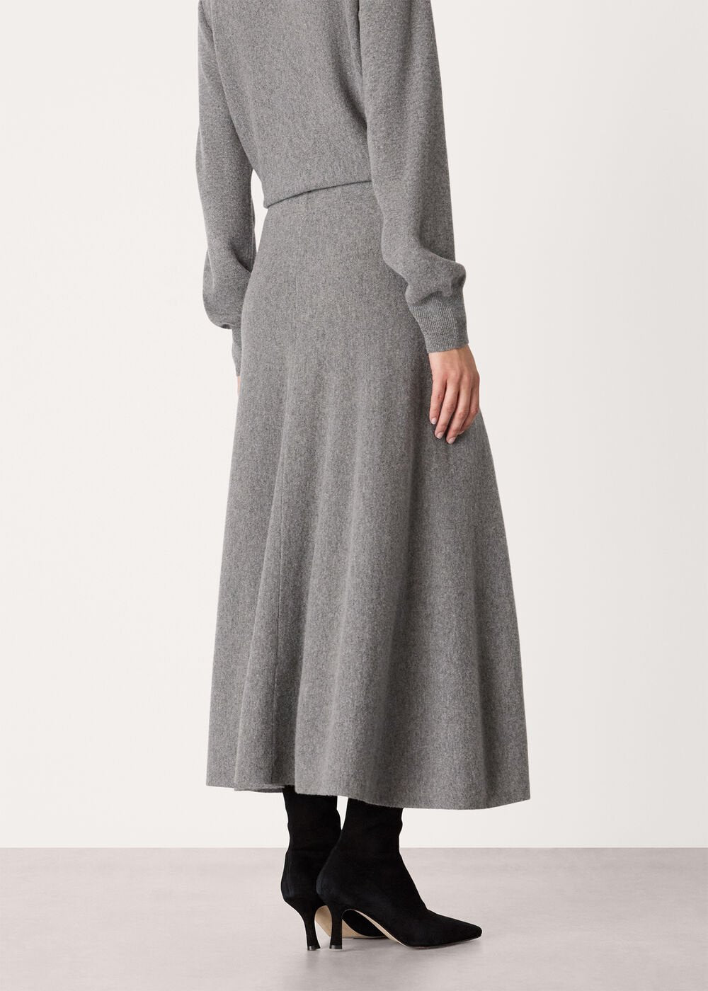 Grey Knitted Midi Skirt