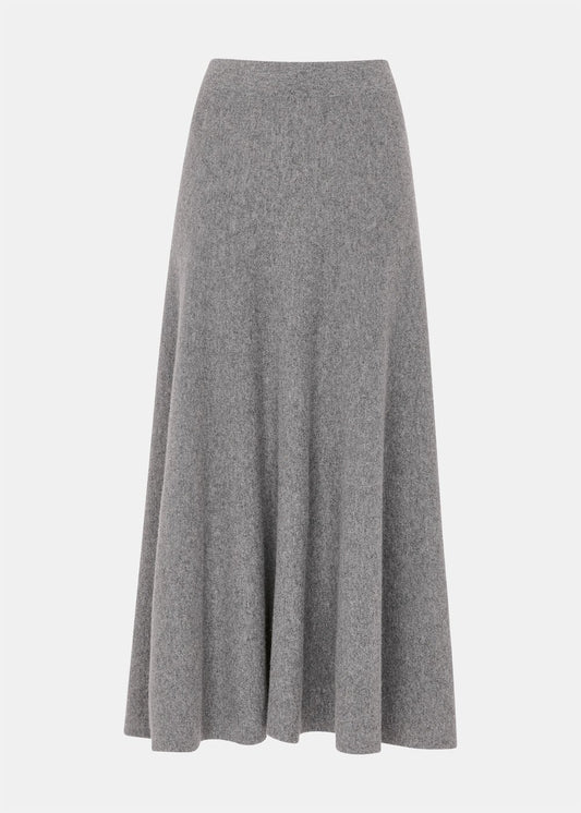Grey Knitted Midi Skirt