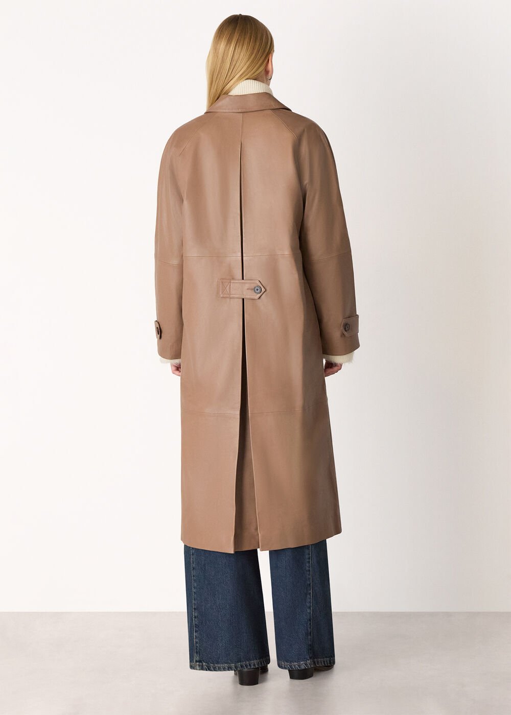 Taupe Leather Car Coat