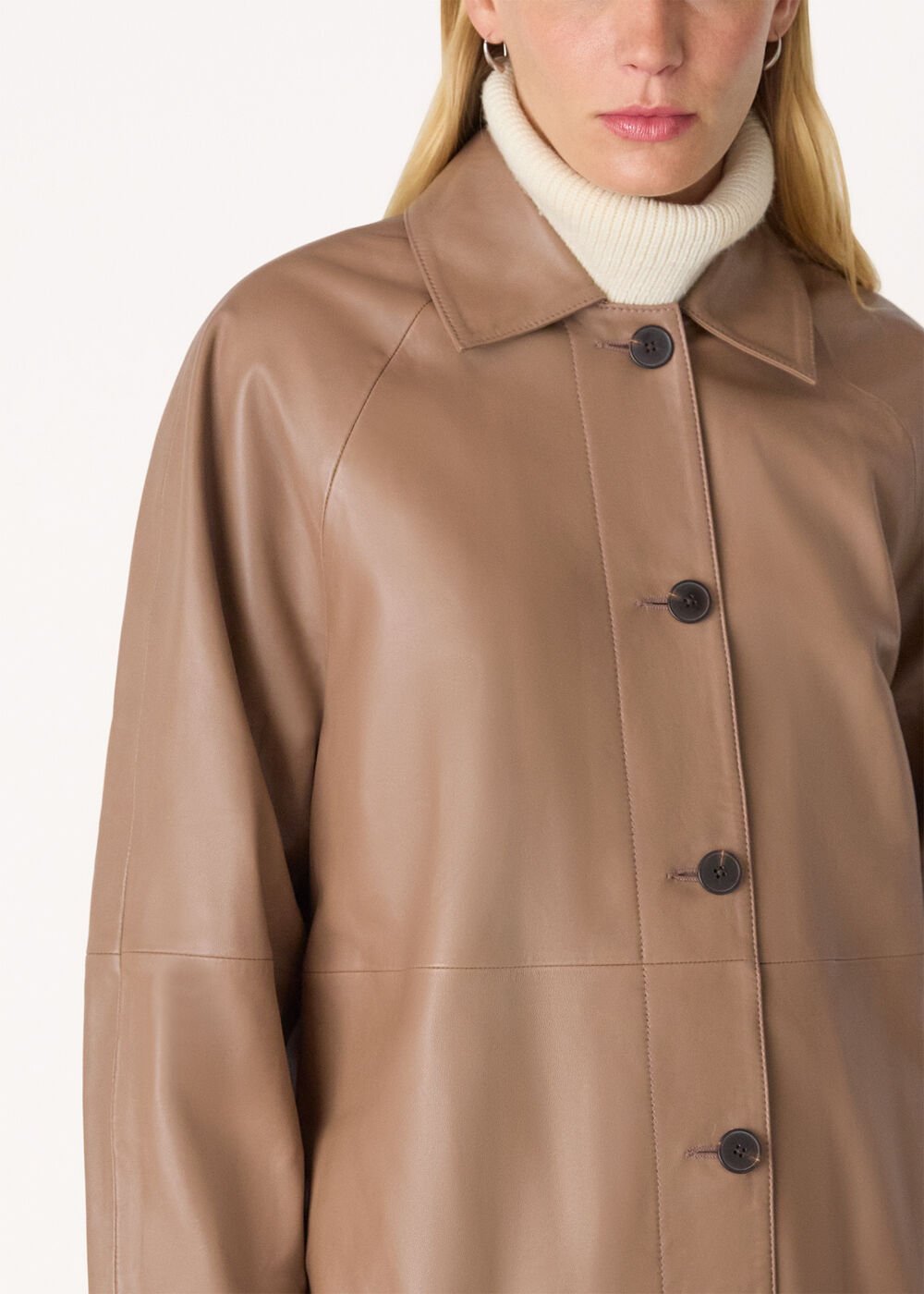 Taupe Leather Car Coat