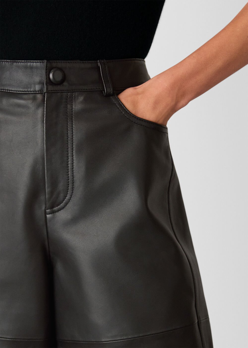 Black Leather Knee Short