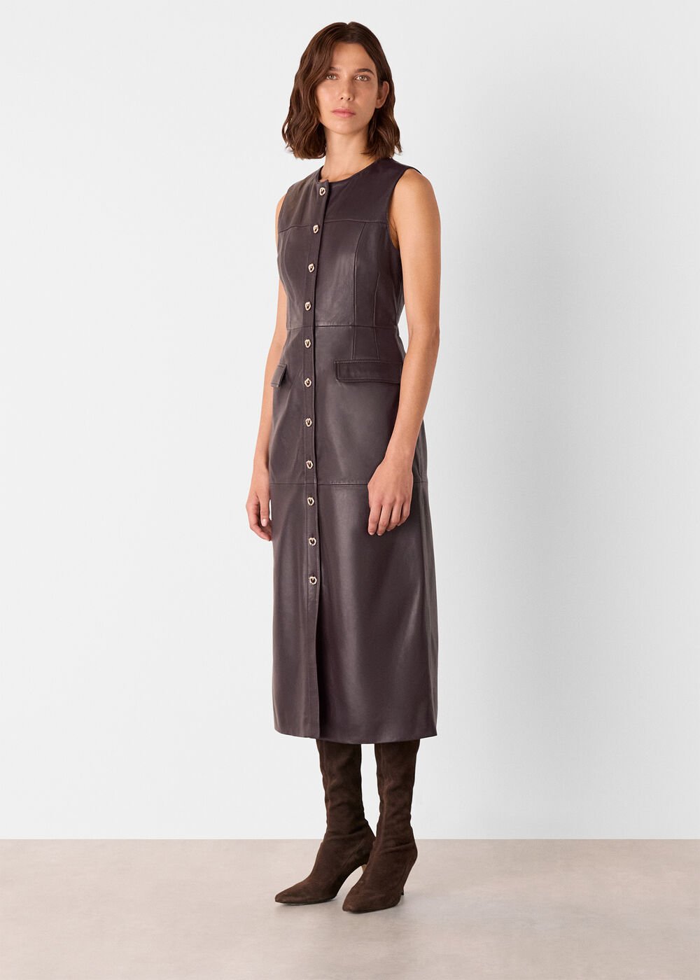 Chocolate Leather Shift Dress
