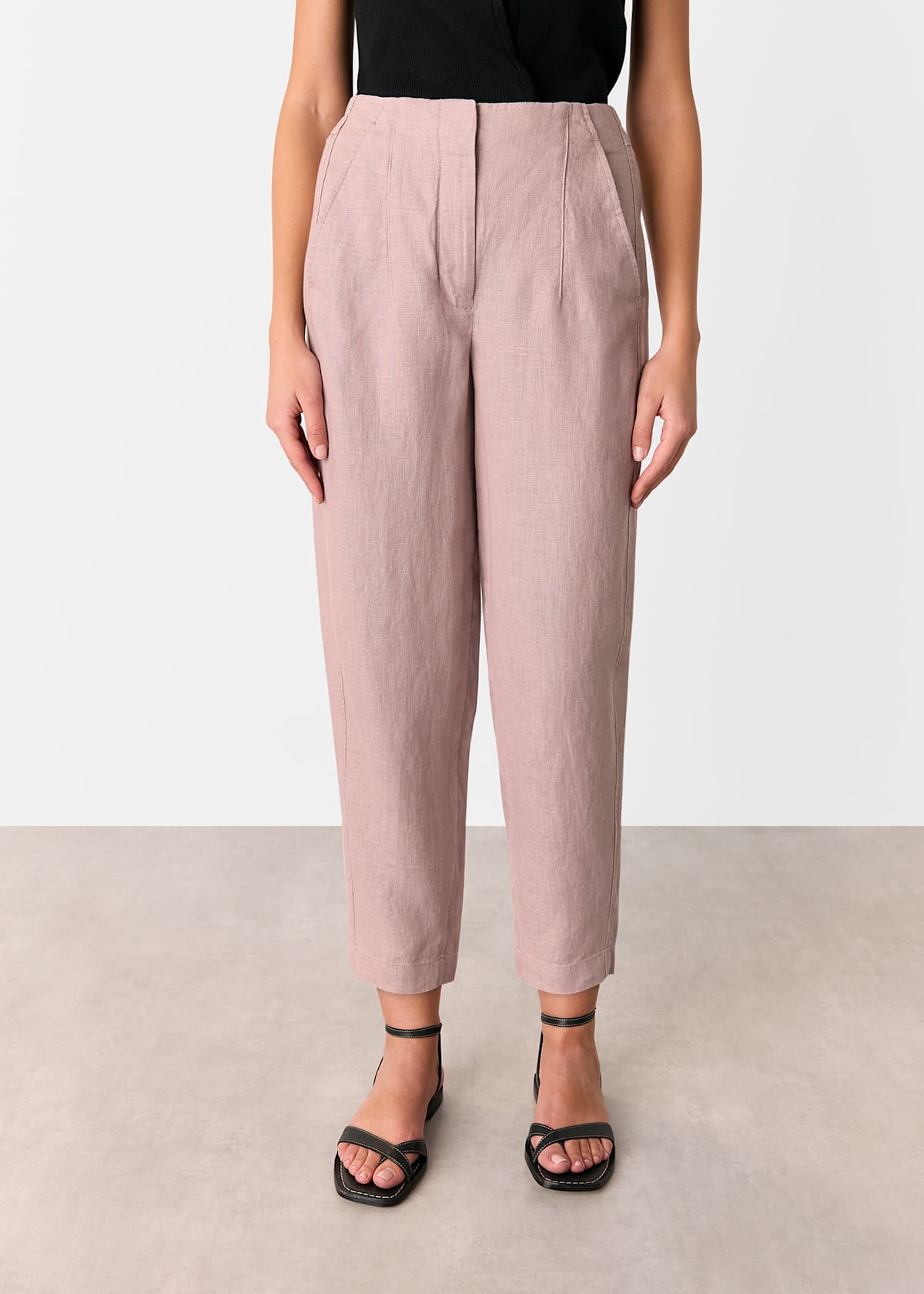 Dusty Pink Linen Barrel Leg Trouser