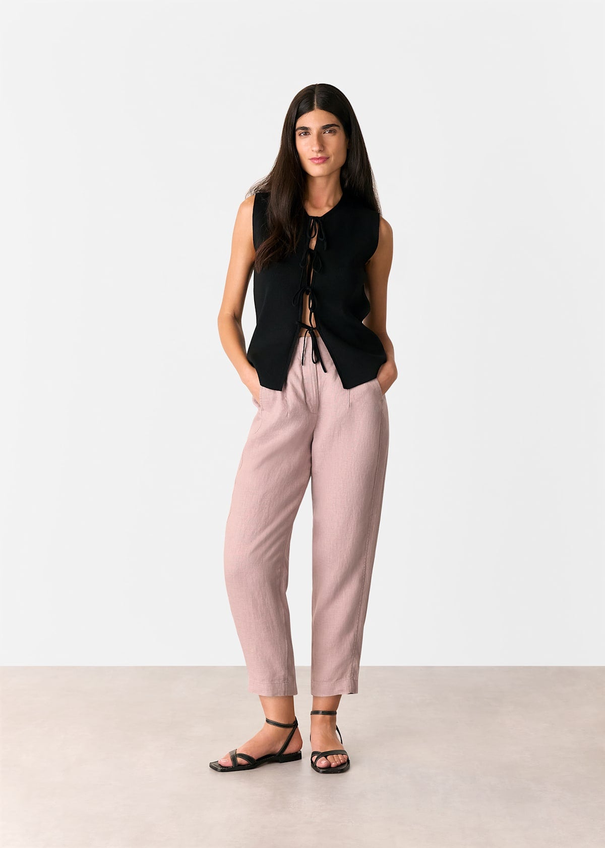 Dusty Pink Linen Barrel Leg Trouser