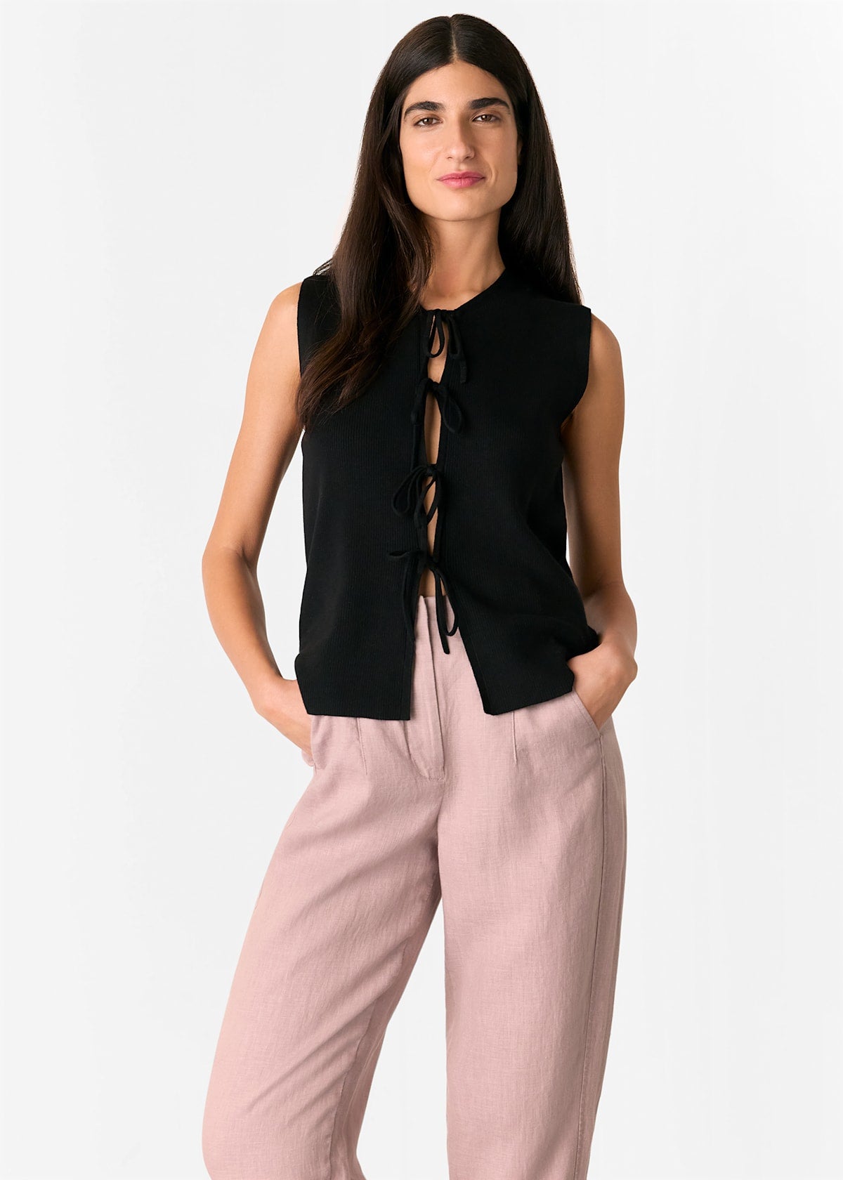 Dusty Pink Linen Barrel Leg Trouser