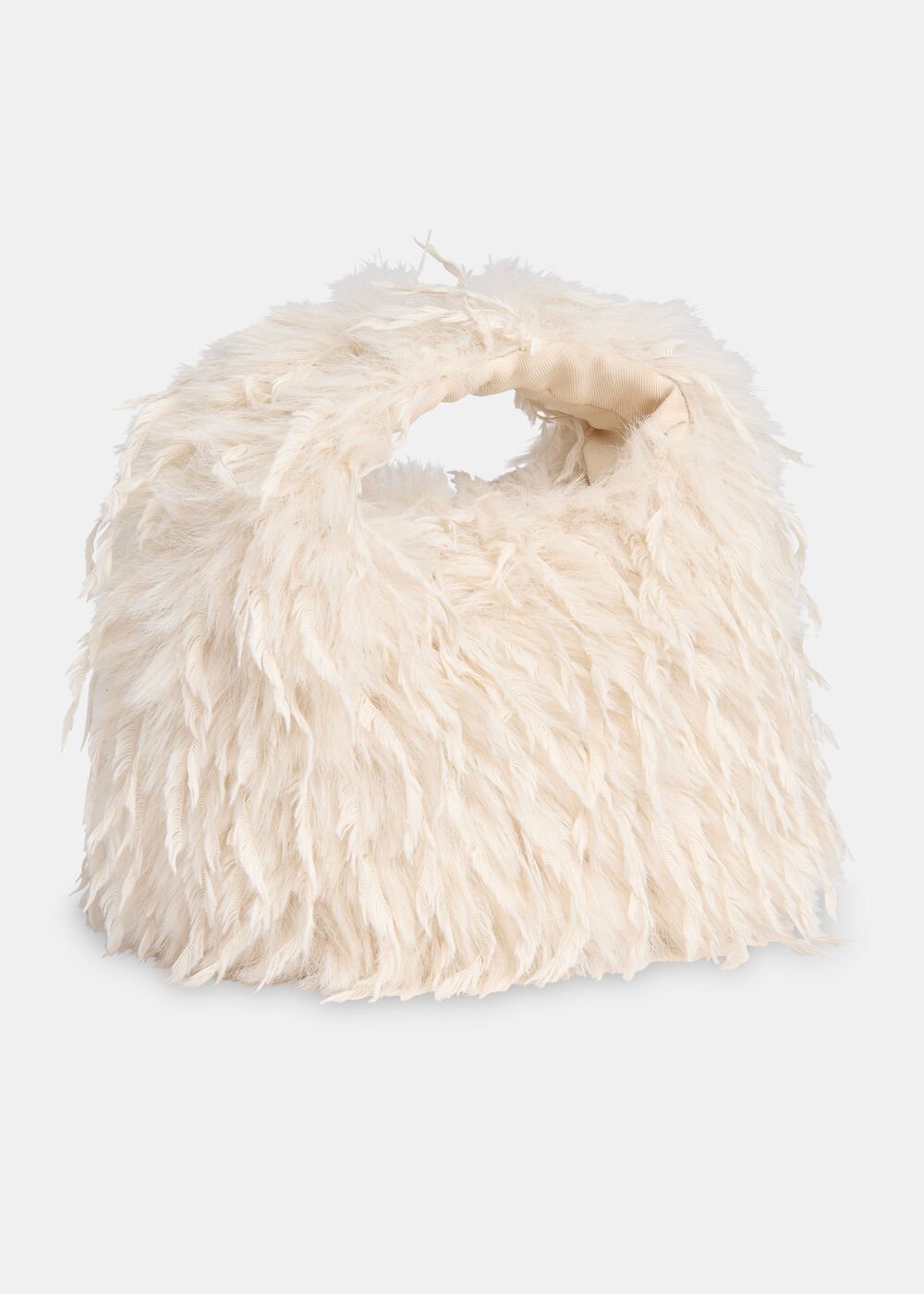 Taupe Luz Faux Feather Mini Bag