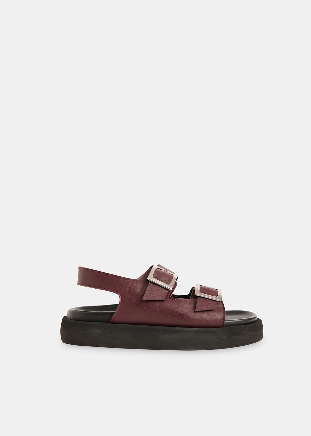 Burgundy Mae Double Buckle Sandal