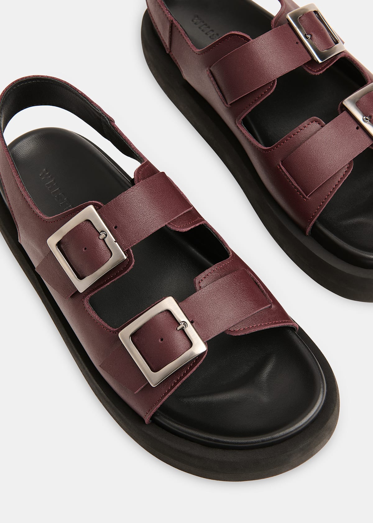 Burgundy Mae Double Buckle Sandal