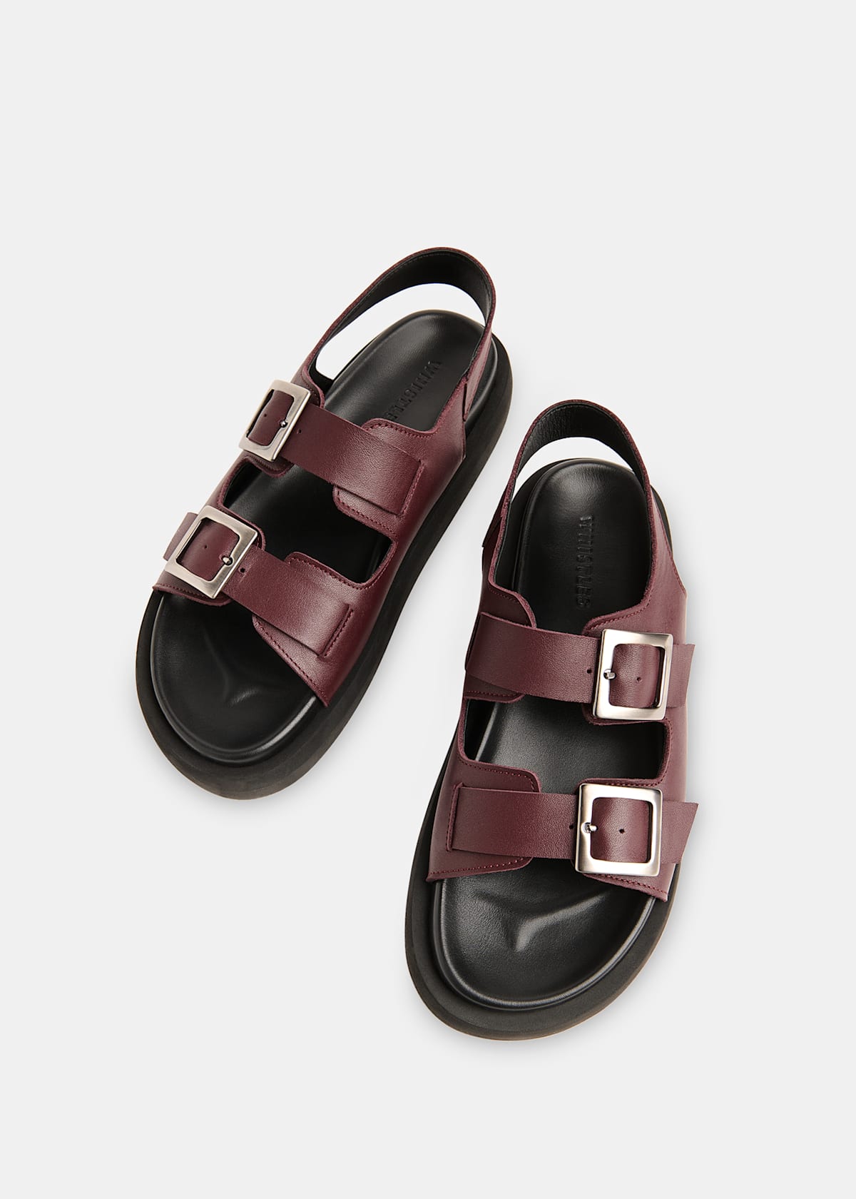 Burgundy Mae Double Buckle Sandal