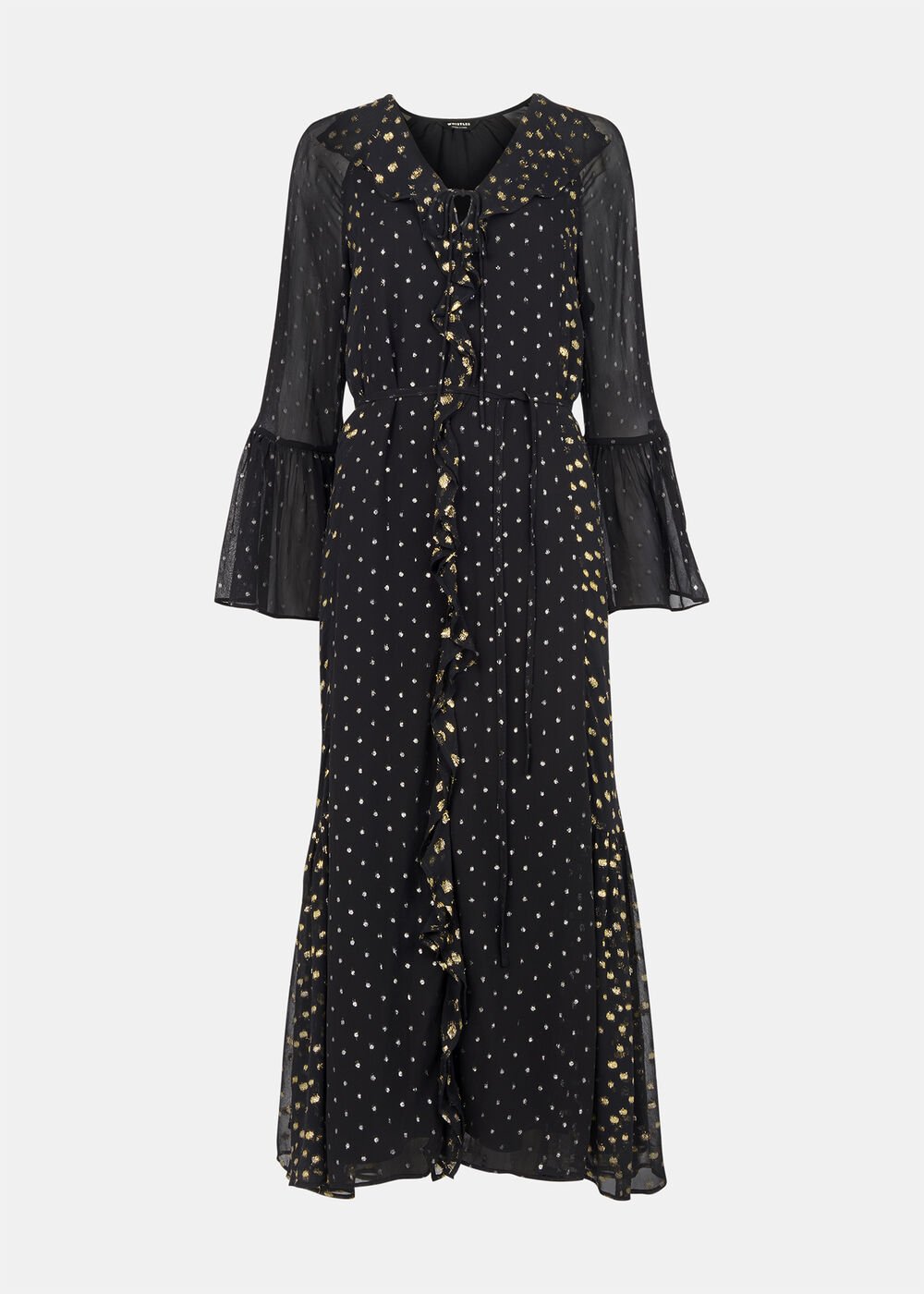 Black/Multi Metallic Dobby Ruffle Dress