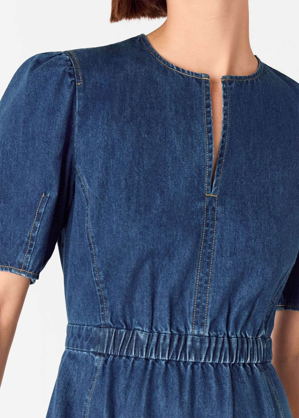 Denim Midi Short Sleeve Dress