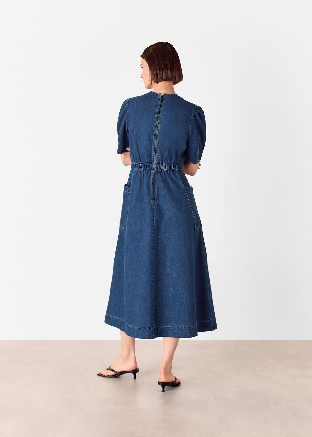 Denim Midi Short Sleeve Dress