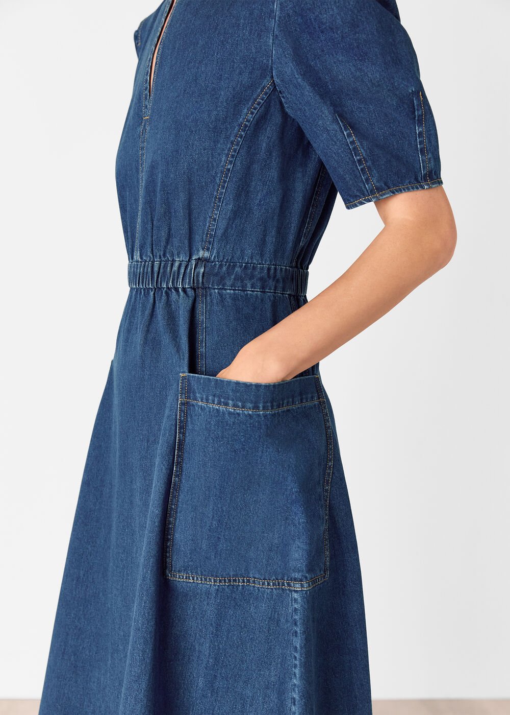 Denim Midi Short Sleeve Dress
