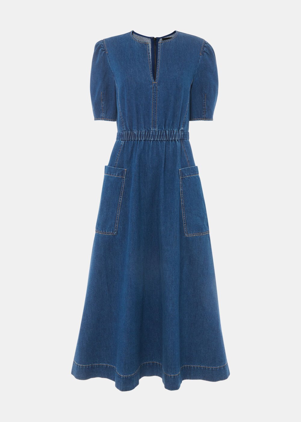 Denim Midi Short Sleeve Dress