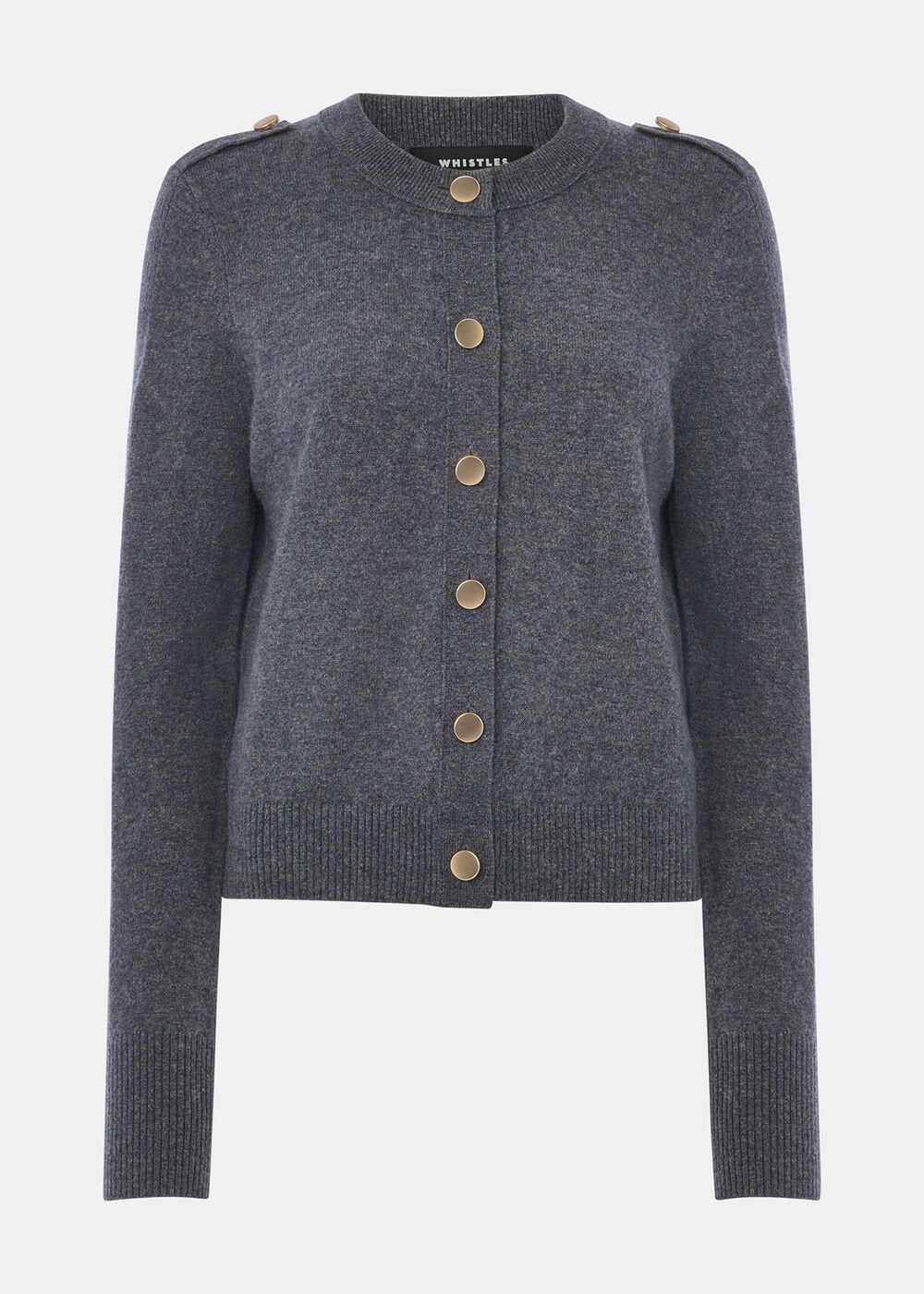Dark Grey Military Crew Neck Cardigan